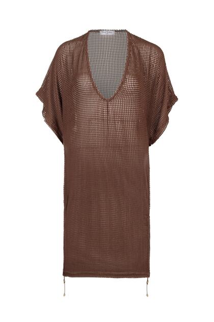 Channel Gathered Brown Mesh Tunic