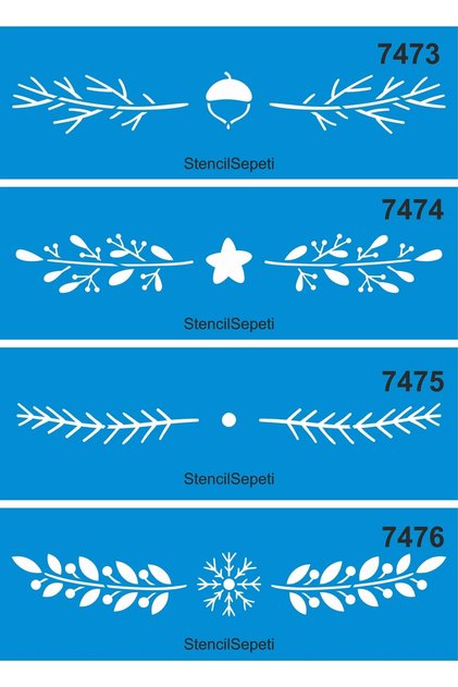 Set of 4 Branched Edges - Stencil Painting Template 10x30cm