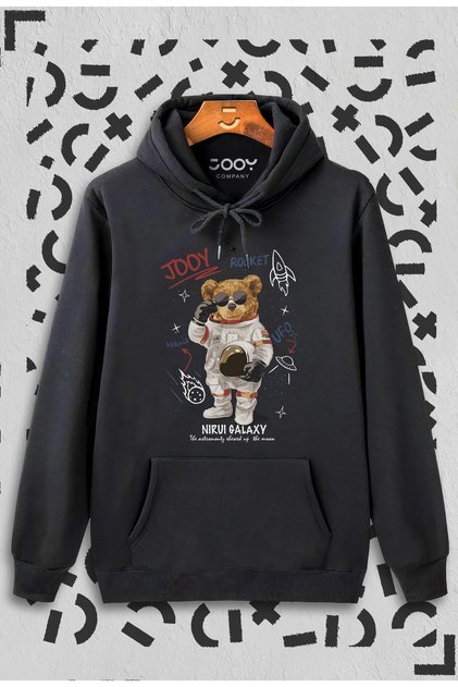 Unisex Black Galaxy Bear Hooded Sweatshirt