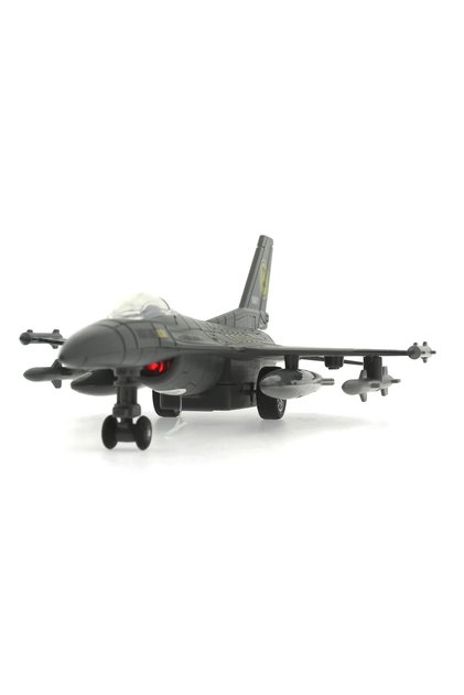 Çek Bırak Metal F-16 Benzeri Gri Savaş Uçağı Sesli Işıklı