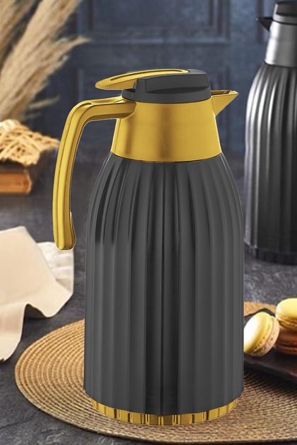 Png-7004 1.5 Lt Corrugated Glass Thermos Gold Black