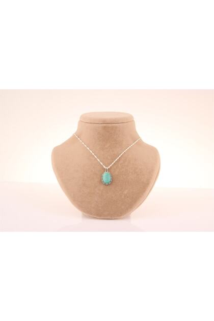 Certified amazonite (gemstones) natural stone silver framed and chain pendant m370