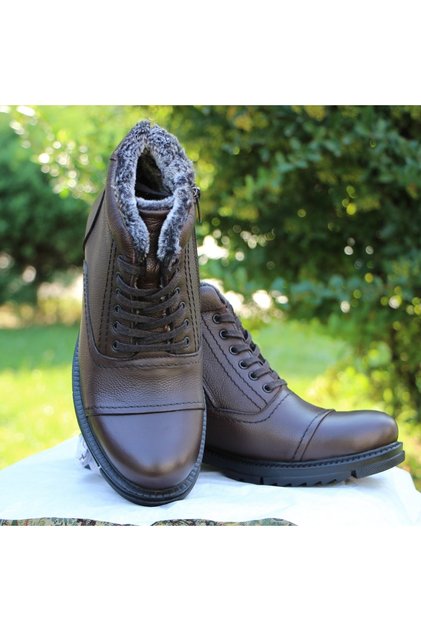 Yağlıoğlu 2700 Cold-Proof Genuine Leather Fur Thermal Daily Men's Boots