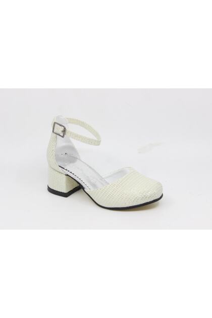800 Girl's Cream Glitter Slit Belly Shoes