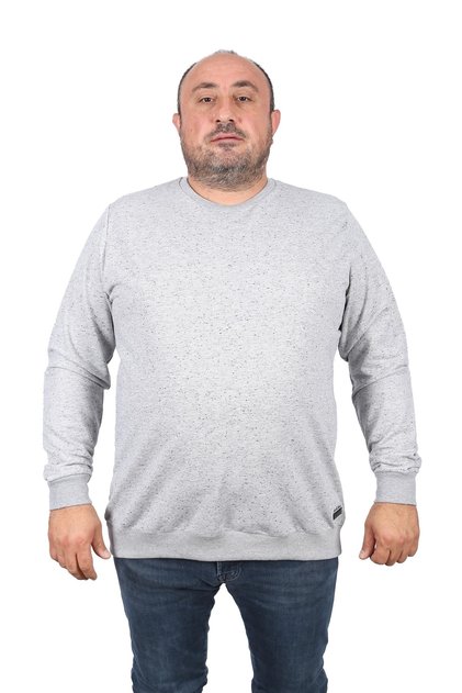 Φούτερ μεγάλου μεγέθους Crew Neck Δερμάτινο Arma 22703-γκρι