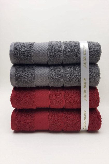 Trendy Towel 4 Pieces - Anthracite Claret Red