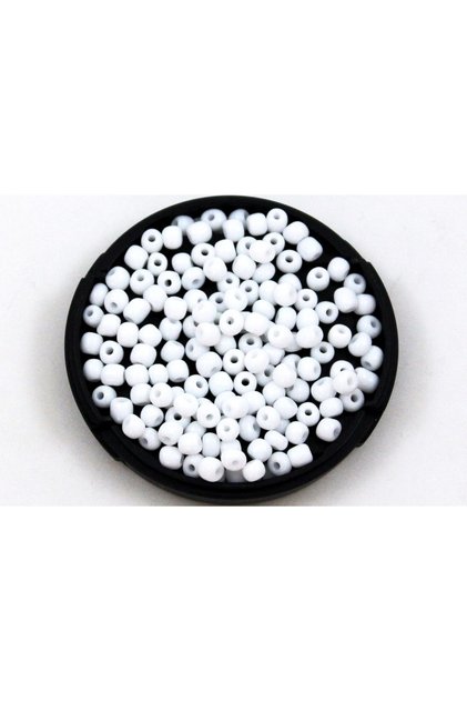 50 Gram - 4 Mm Beyaz Renk Büyük Boy Kum Boncuk, Takı Yapım Boncuğu, Bk02