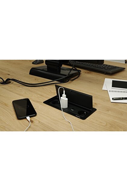 metalline ® Klip-line Bas-aç Priz Sistemi Usb-a / Usb-c - Siyah