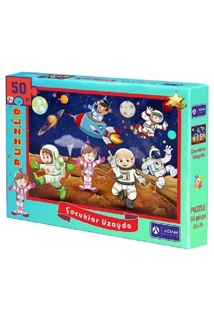 Çocuklar Uzayda 50 Parça Puzzle ( 33x25 )