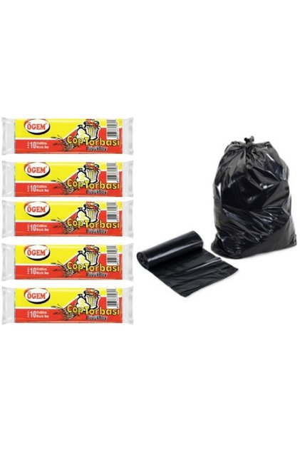 Büyük Boy Çöp Poşeti 65x80 cm 50 lt 10'lu Rulo 5 Paket