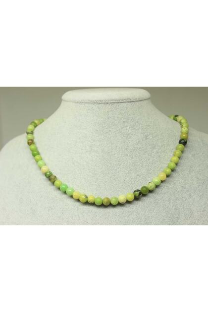 Chrysoprase Stone Necklace 6mm (clip)