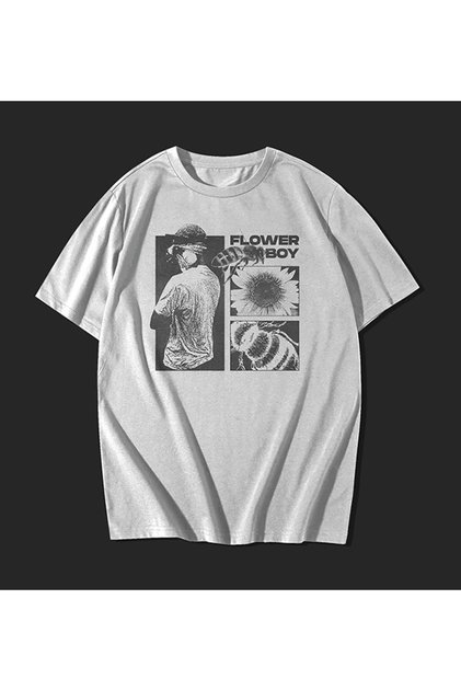 Tyler The Creator Flower Boy Y2k Grunge Style Oversize Unisex White Y-shirt T-shirt