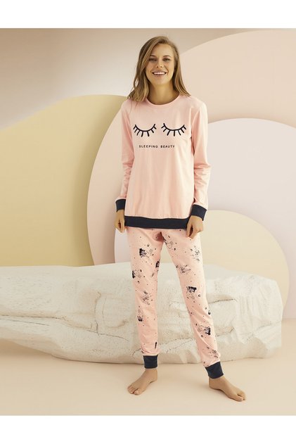 13908 Powder Cotton Women's Printed Pajama Set