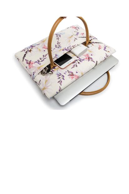 hepsiofis Çiçek Desenli Bayan Notebook Çantası Bayan Macbook Pro 13.3 Çantası Şık Dizayn - 2