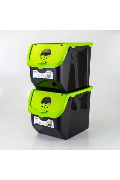 Coral Onion Potato Storage Box Black 12 Liters 2 Pieces