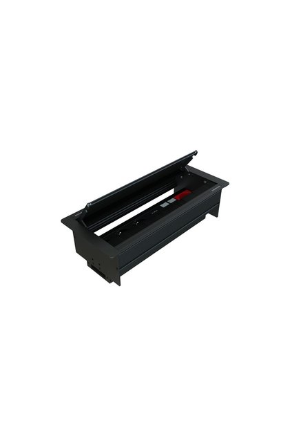 ® Duo-Line Double Opening Brushed Socket Box Usb-Ups-Cat6/3 - Black