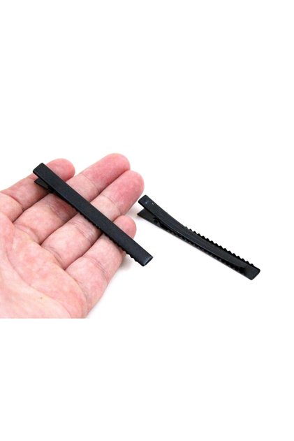 10 Adet - 7.5 Cm Siyah Kaplama Maşa Toka, Pens Toka, Timsah Toka, Saç Tokası, 1.kalite, Yerli Üretim