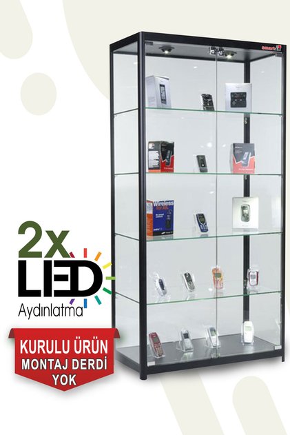 Camlı Vitrin - Camlı Dolap - Camlı Koleksiyon Vitrini - Teşhir Vitrini 175x70x30
