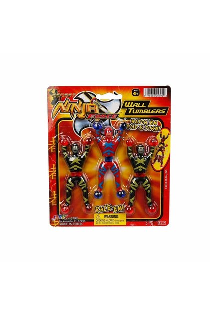 Duvara Yapışan Taklacı Ninja Esnek Hacıyatmaz Ninjalar 3 Lü Set 10 Cm