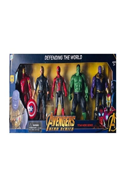 Çınar Avengers 5 Li Büyük Boy Işıklı Figür Set Ironman Spiderman