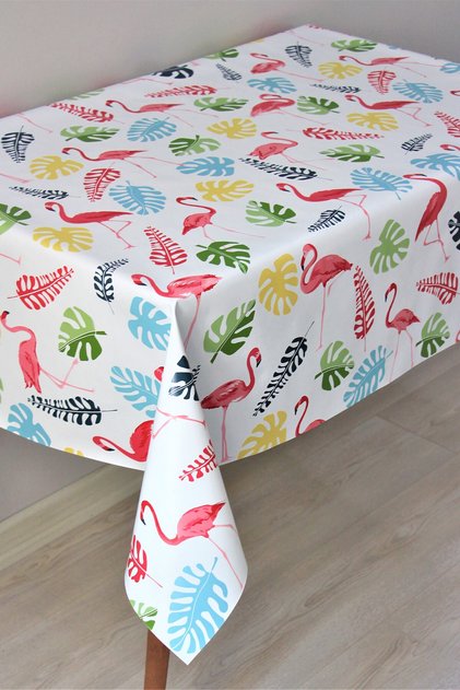 Lined Erasable PVC Oilcloth Tablecloth Flamingo - 8094-1
