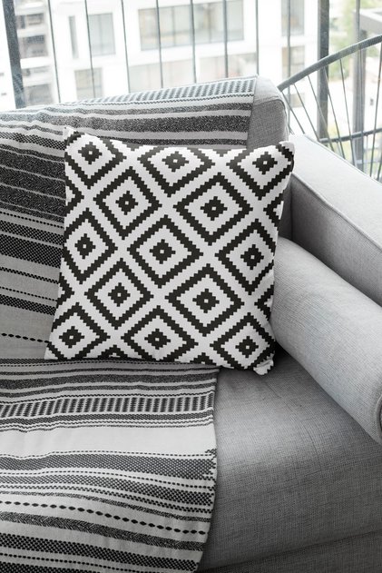 43x43cm Tile Pattern Woven Premium Thai Feather Fabric Double Sided Throw Pillow Pillowcase Krl108