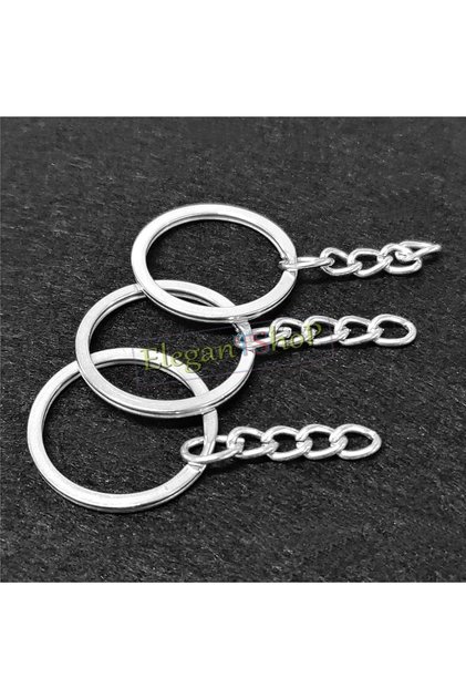 Keychain Ring Flat Thick 5cm - 200 Pieces with Chain