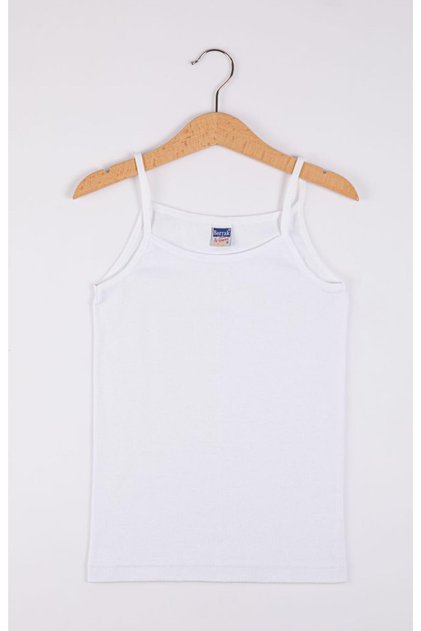2503 Girl's Ribbed Pompom Rope Strap Tank Top