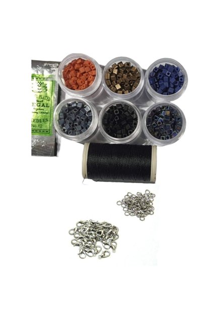 Miyuki Square Bead Set with Weaving Loom - 5 Pairs with Closing Ring Clips (6 COLORS TOTAL)