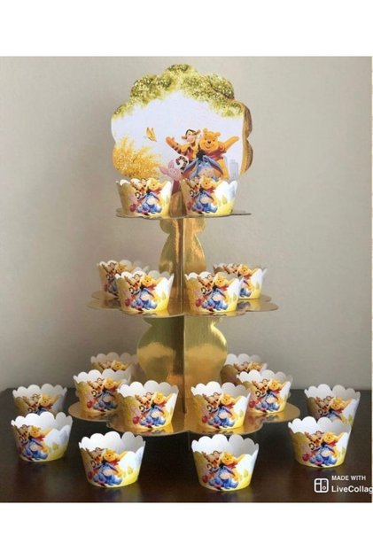 Winnie The Pooh Cupcake Standı Ve 10 Adet Cupcake Sargısı