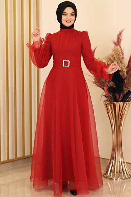 Selen Evening Dress Red - Design - Fsc2139