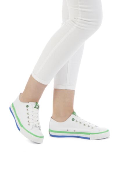 Women's White-green Sneakers 30176