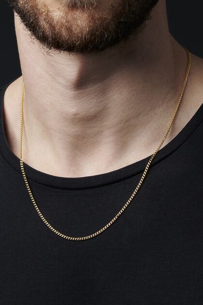 Stainless Steel Men's Yellow Thin Barley Necklace - Imported Anti-Tarnish Steel