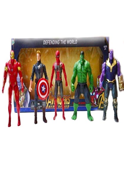 Çınar Avengers 5 Li Büyük Boy Işıklı Figür Set Ironman Spiderman