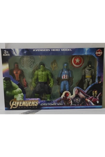 Süper Kahramanlar 4lü Figür Spiderman Hulk Kaptan Amerika Batman