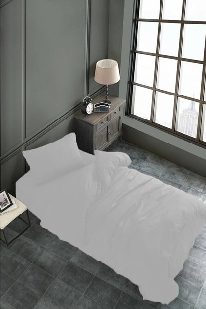 Cotton Plain White Ranforce Single Duvet Cover Mattress Cover with Zipper