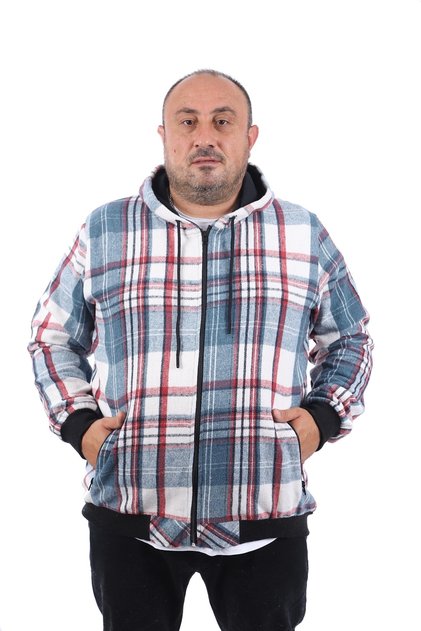 Large Size Lumberjack Sweat Zippered Pocket 22201-blue