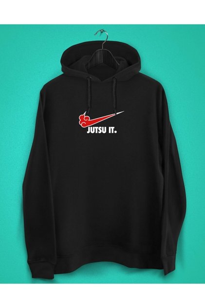 Unisex Μαύρο φούτερ Naruto Jutsu It με στάμπα