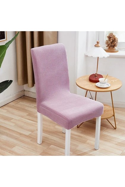 1 Piece Lycra Chair Cover, Chair Cover Powder Pink Color Washable Piti Square Pattern