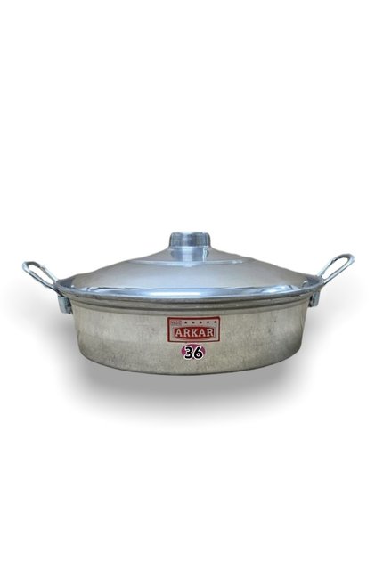 Aluminum Flat Pan Pilaf Frying Pot Metal Handle 36 cm