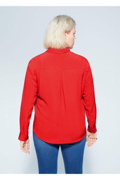 MANGO Woman Kadın Kırmızı Dökümlü Gömlek 67002007 - 3