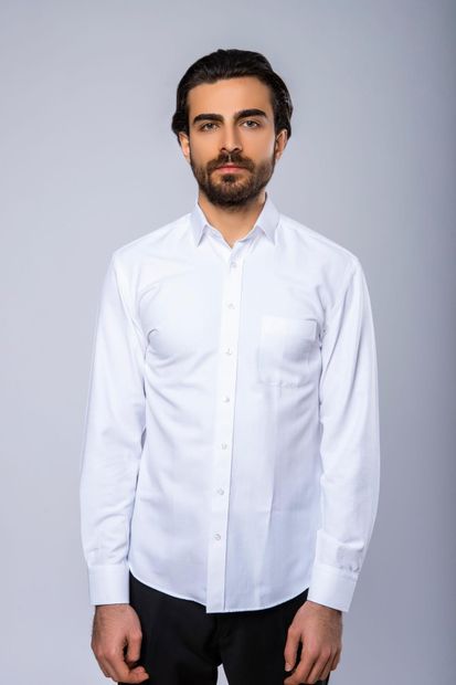 Daniel Bessi Klasik Uzun Kollu Düz Beyaz Erkek Gömlek 460-845 - 3