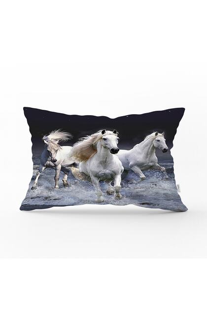 Horse Picture Digital Printed Decorative Rectangular Pillow Throw Pillow Cover