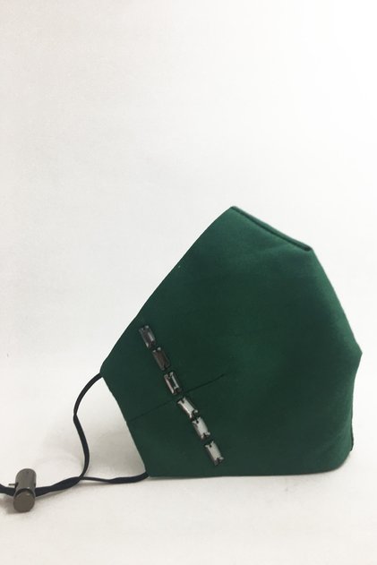 Taşlı Kumaş Maske Yeşil Maske