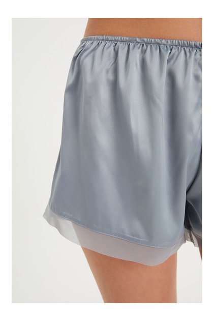 Alisa Transparent Detailed Satin Shorts