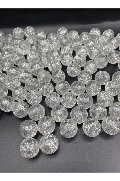 20mm Transparent Acrylic Beads with Glitter Inside, Bag Making Beads (100gr ~20 Beads)