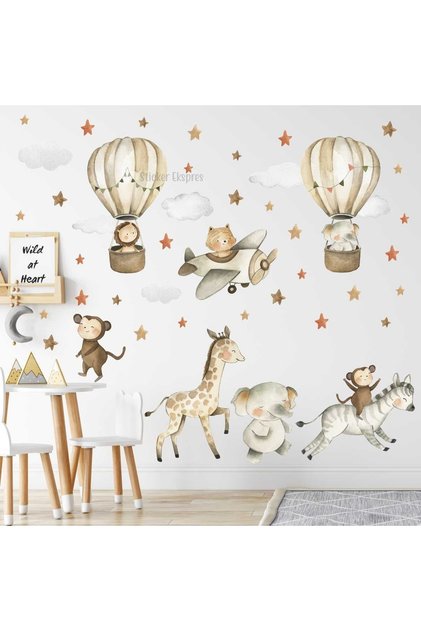 Mutlu Hayvanlar Diyarı Çocuk Odası Duvar Sticker Seti