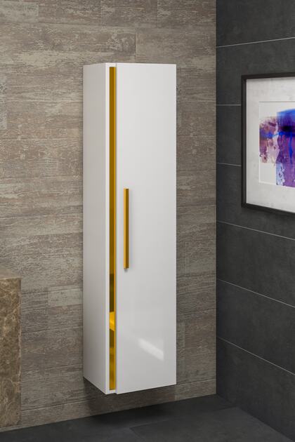 Yeni Gold Mdf Beyaz 140 Cm Banyo Boy Dolabı Demonte Değil