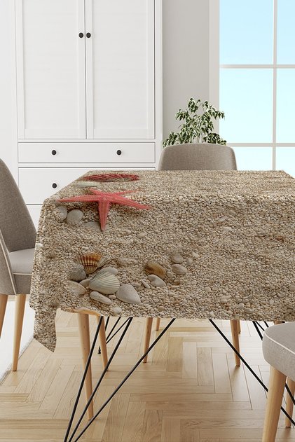 Washable Stain Resistant Stain Resistant Thai Feather Velvet Fabric Seashells Tablecloth Mso125