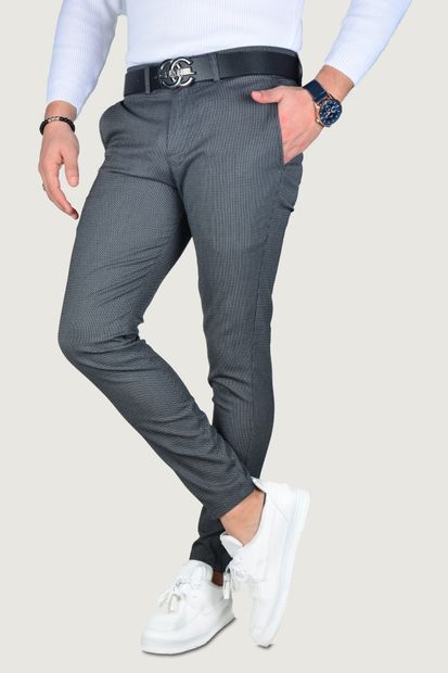 Terapi Men Erkek Antrasit Slim Fit Italyan Kesim Keten Pantolon - 1